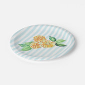 Assiettes En Carton Bleu Fleur Jaune Bande (Angle)
