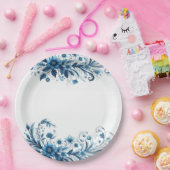 Assiettes En Carton Bleu floral (Fête)