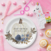 Assiettes En Carton Bleu Floral Blanc Citrouille Bébé Garçon Douche (Fête)