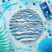 Assiettes En Carton Bleu Fluide Art Marbre Pour Peinture Bande (Fête)