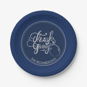 Assiettes En Carton Bleu foncé Arrière - plan Parties scintillant-Than