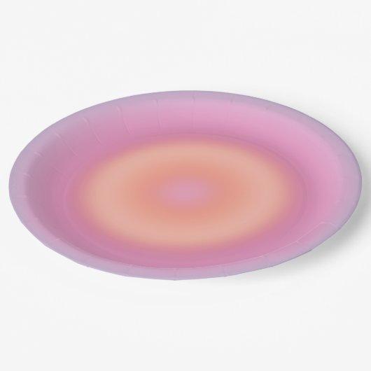 Assiettes En Carton Bleu foncé et rose Abstrait Aura (Angle)