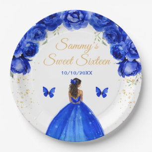 Assiettes En Carton Bleu foncé Peau foncée Princesse Sweet sixteen