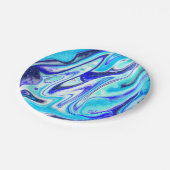 Assiettes En Carton Bleu fondu | Marble Fluid Art (Angle)