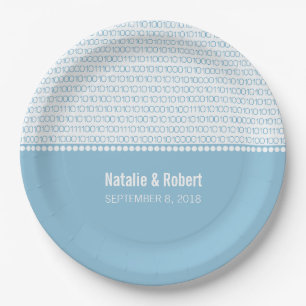 Assiettes En Carton Bleu Geek Chic Binary Code Plaques de papier