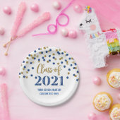 Assiettes En Carton Bleu Gold Confetti Graduation 2021 (Fête)