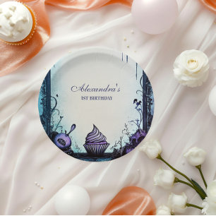 Assiettes En Carton Bleu gothique Éffrayant UN Anniversaire