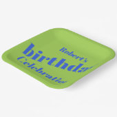 Assiettes En Carton Bleu Gras Sur Lime Vert Anniversaire (Angulaire)