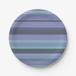 Assiettes En Carton Bleu-gris, bandes horizontales