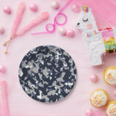 Assiettes En Carton Bleu Gris Blanc Camouflage Camo Motif Fête (Fête)