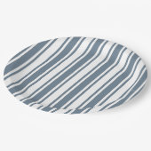 Assiettes En Carton Bleu gris et blanc rayures de bonbons (Angle)