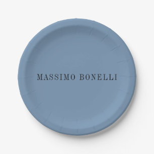 Assiettes En Carton Bleu Gris Minimaliste Moderne Lisible