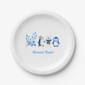 Assiettes En Carton Bleu hiver merveilleux pingouins ours polaire dess (Devant)