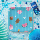 Assiettes En Carton Bleu illustrations mignonnes Plaque de papier (Fête)