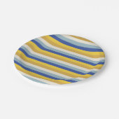 Assiettes En Carton Bleu jaune moderne rayures crème Hanoukka (Angle)