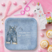 Assiettes En Carton Bleu jean bébé Denim Baby shower de pays (Fête)