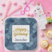 Assiettes En Carton Bleu Jean Denim Plaque papier d'anniversaire (Fête)