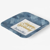 Assiettes En Carton Bleu Jean Denim Plaque papier d'anniversaire (Angulaire)
