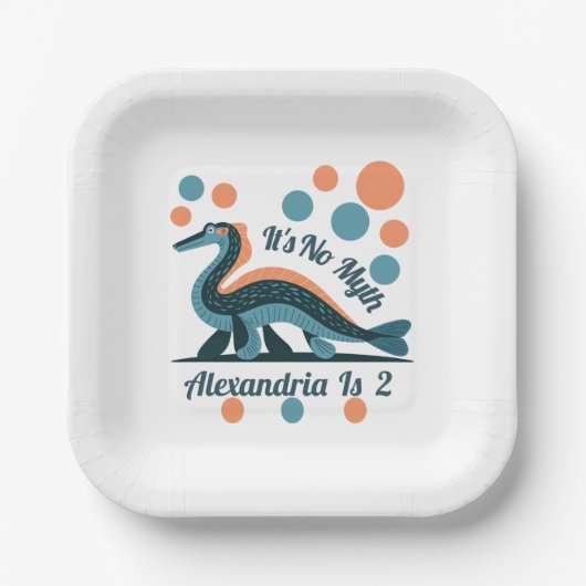 Assiettes En Carton Bleu Loch Ness Plaques Carrés d'anniversaire (Recto)