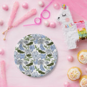 Assiettes En Carton Bleu main tiré bloc floral Imprimer (Fête)