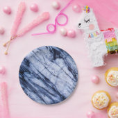 Assiettes En Carton Bleu & Marbre blanc Pierre Rock Swirl Moderne Chic (Fête)