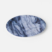 Assiettes En Carton Bleu & Marbre blanc Pierre Rock Swirl Moderne Chic (Angle)