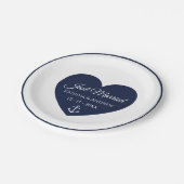 Assiettes En Carton Bleu Marine de coeur Nautique juste marié Mariage (Angle)