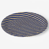 Assiettes En Carton Bleu marine et motif diagonal de rayure de parties (Angle)