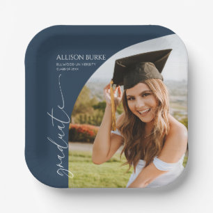 Assiettes En Carton Bleu Marine Minimal Minimaliste Photo Arche Gradua