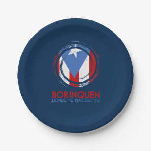 Assiettes En Carton Bleu marine Porto Rico Borinquen