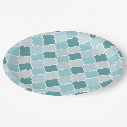 Assiettes En Carton Bleu Marocain Trellis, Lattes, Quatrefoil (Angle)
