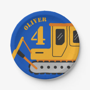 Assiettes En Carton Bleu mignon Construction pour enfants Anniversaire