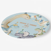 Assiettes En Carton Bleu mignon dinosaure dinomère fête d'anniversaire (Angle)