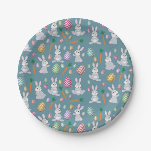 Assiettes En Carton Bleu mignon lapin lapin Motif (Devant)