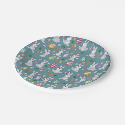 Assiettes En Carton Bleu mignon lapin lapin Motif (Angle)