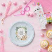 Assiettes En Carton Bleu mignon safari garçon baby shower plaque en pa (Fête)