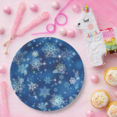Assiettes En Carton Bleu Motif des flocons les plus beaux ID846 (Fête)