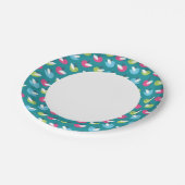 Assiettes En Carton Bleu motif des oiseaux (Angle)