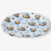 Assiettes En Carton Bleu mou Pancake Baby Brunch Baby shower (Angle)