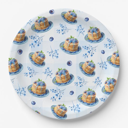 Assiettes En Carton Bleu mou Pancake Baby Brunch Baby shower (Devant)