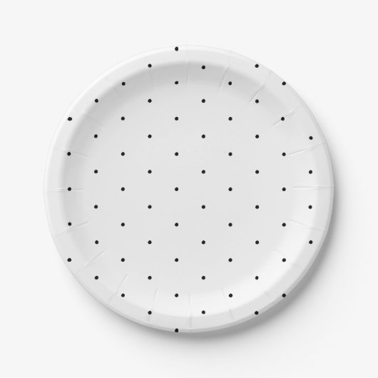 Assiettes En Carton Bleu noir blanc minuscule pois élégant motif (Devant)