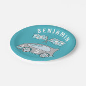 Assiettes En Carton Bleu Nom de la voiture de course mignonne Age Garç (Angle)