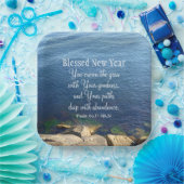 Assiettes En Carton Bleu Océan Bienheureux Nouvel An Bible chrétienne  (Fête)