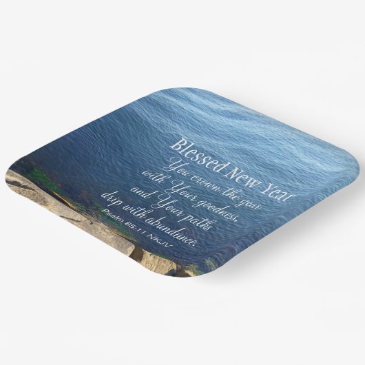 Assiettes En Carton Bleu Océan Bienheureux Nouvel An Bible chrétienne  (Angulaire)