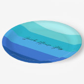 Assiettes En Carton Bleu océan et vert rayé (Angle)