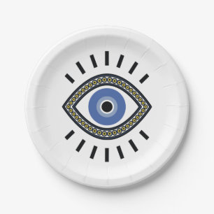 Assiettes En Carton Bleu oeil bonne chance protection perle talisman