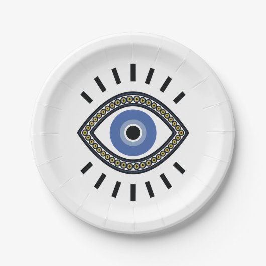 Assiettes En Carton Bleu oeil bonne chance protection perle talisman (Devant)