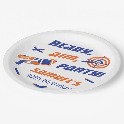 Assiettes En Carton Bleu, Orange Dart War Anniversaire, N'Importe Quel (Angle)