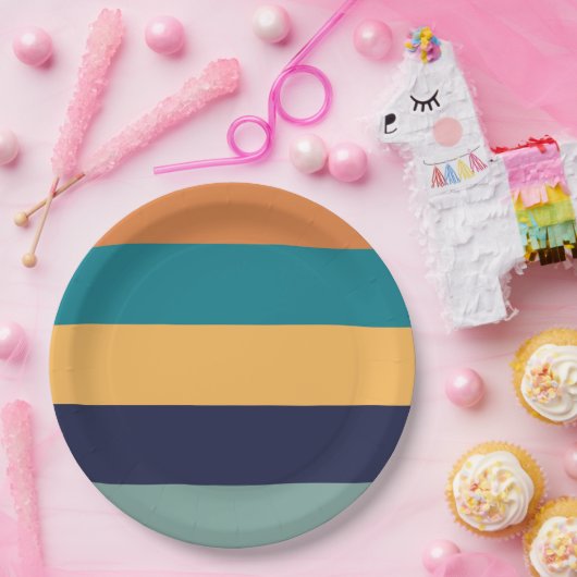 Assiettes En Carton Bleu Orange Vert (Fête)