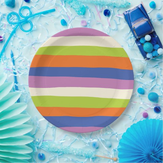 Assiettes En Carton Bleu, orange, violet, vert et (Fête)